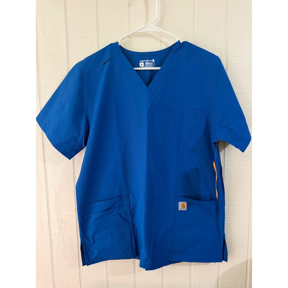 Carhartt Force Modern Fit Scrub Top Blue V-Neck Rugged Flex Medium NWT